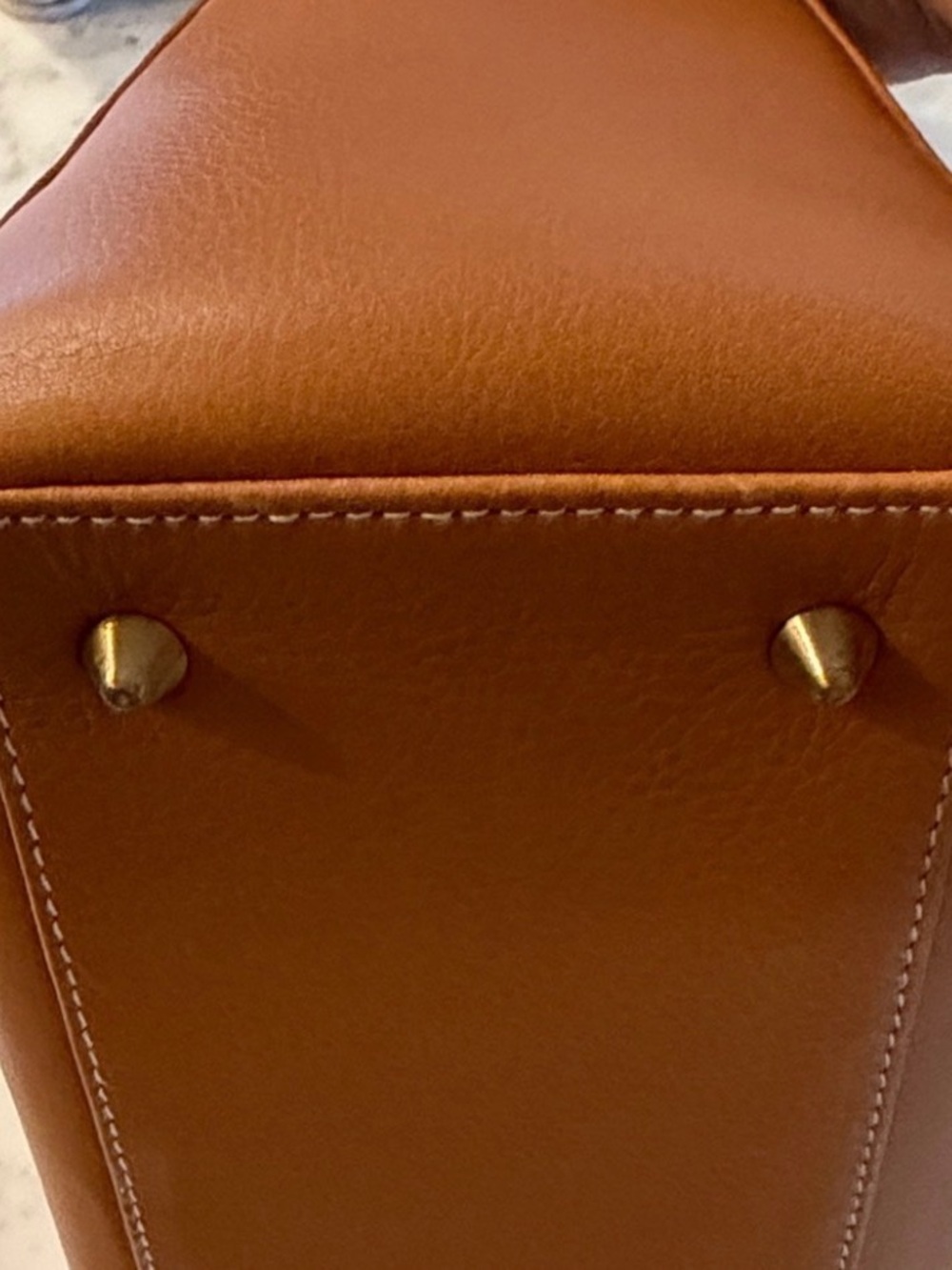 Christian Dior Cognac Leather Top Handle Bag With Strap Gold Hardware Authentic - Picture 4 of 7